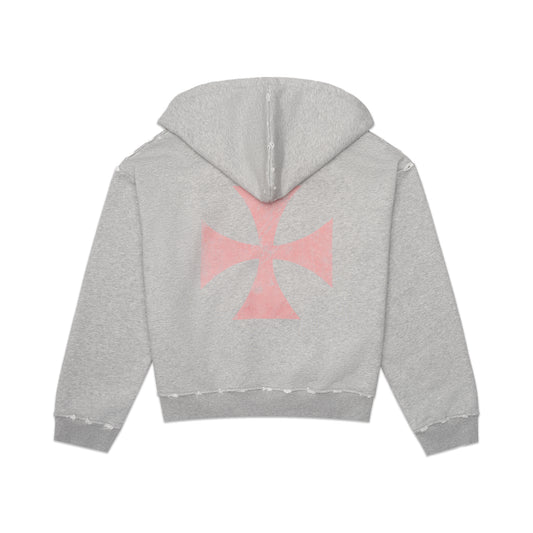 HEATHER GREY CROSS HOODIE